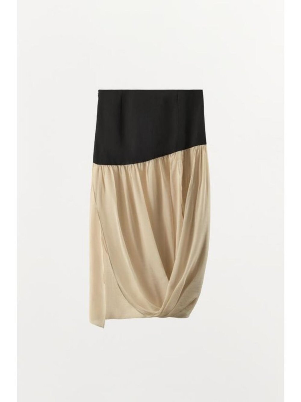 ZARA CONTRAST DRAPED MIDI SKIRT 4786/702/093
